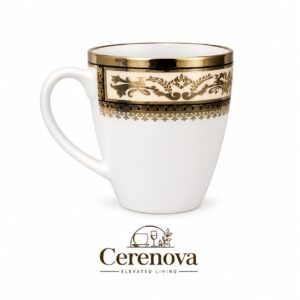 Home cerenova white porcelain teacup and saucer set with gold accents set of 6 (copy)