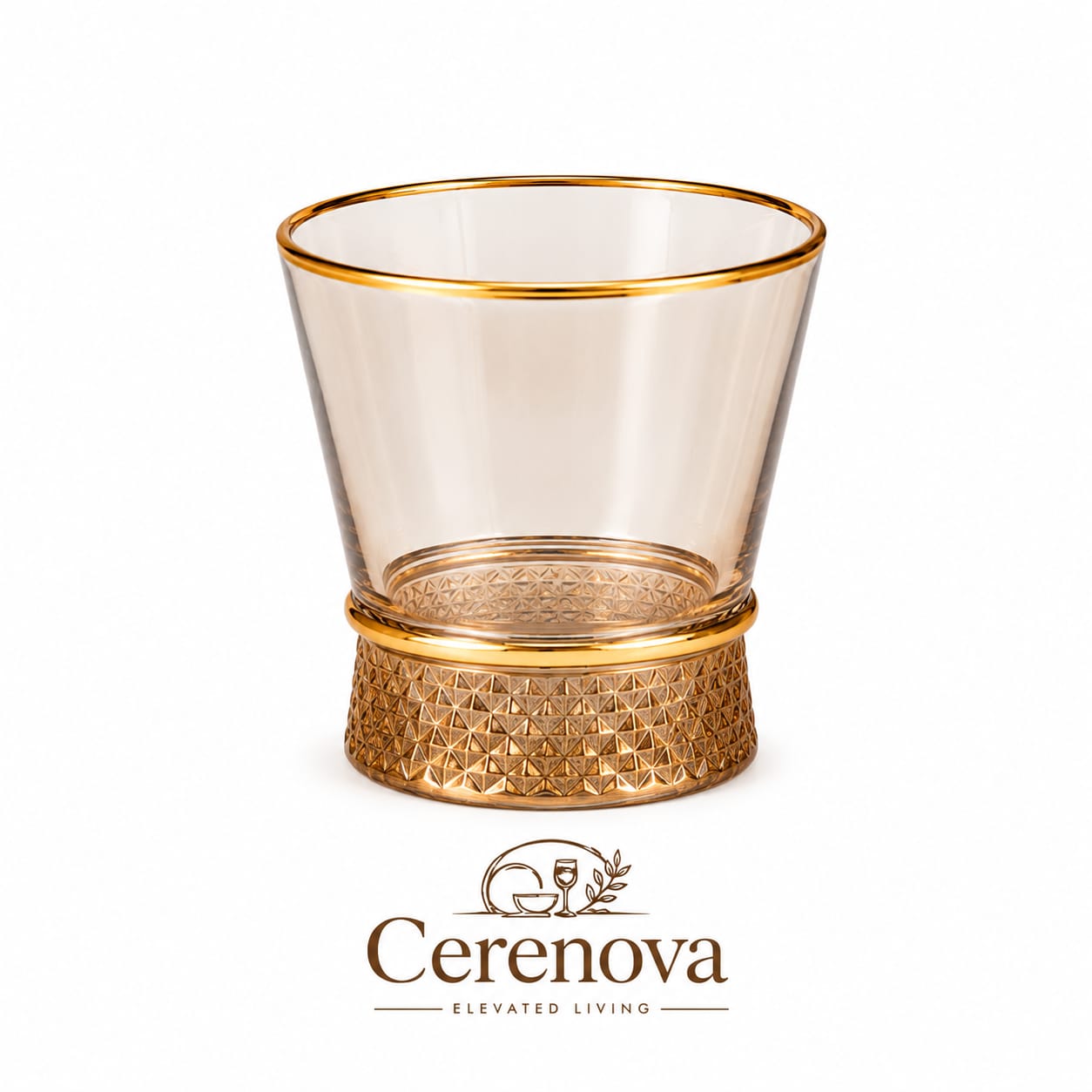 cerenova amber glass tumblers with gold accents and textured base set of 6 cerenova amber glass tumblers with gold accents and textured base set of 6