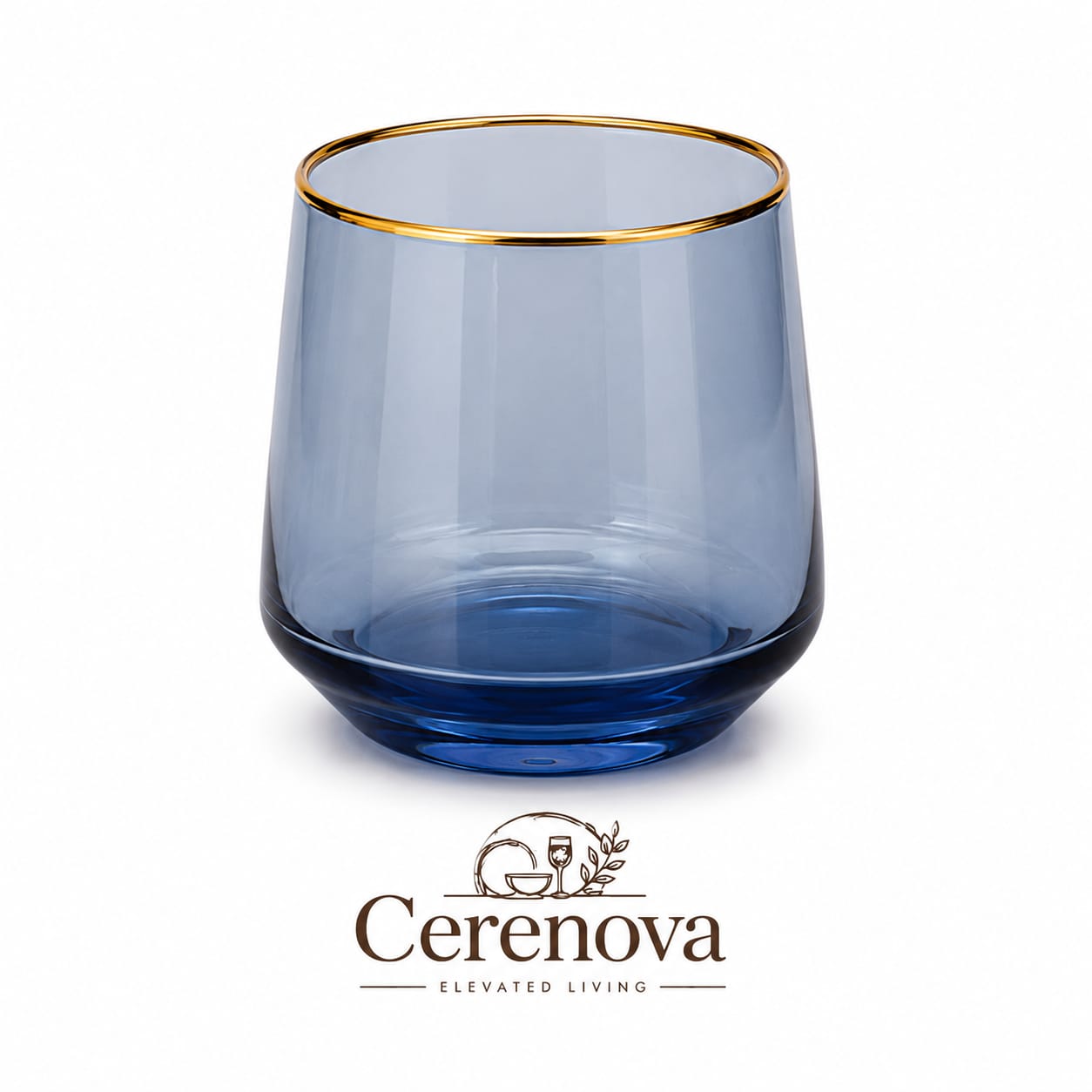 cerenova blue glass tumblers with gold rim set of 6 cerenova blue glass tumblers with gold rim set of 6